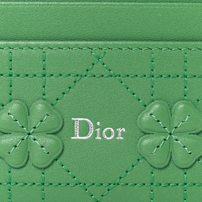 Christian Dior Lambskin Cannage Clover Embroidered Jardin Freesia Card Holder Green 8 of 8