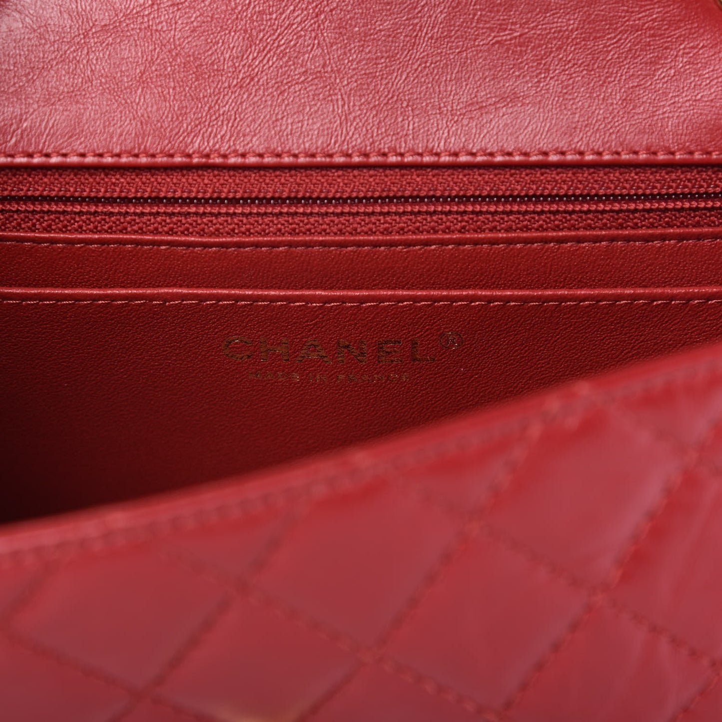 Aged Calfskin Quilted 2.55 Reissue Mini Flap Red