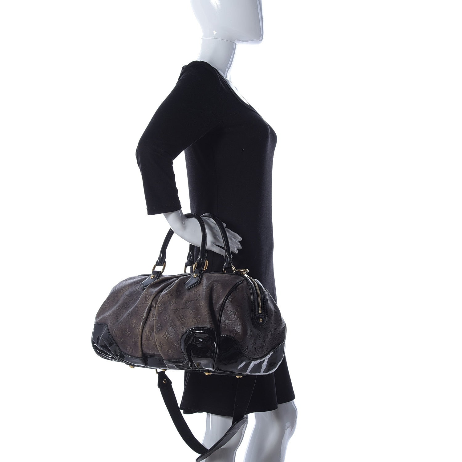 Louis Vuitton Cuir Patent Embossed Monogram Stephen Bag Alizee Grey 3 of 9