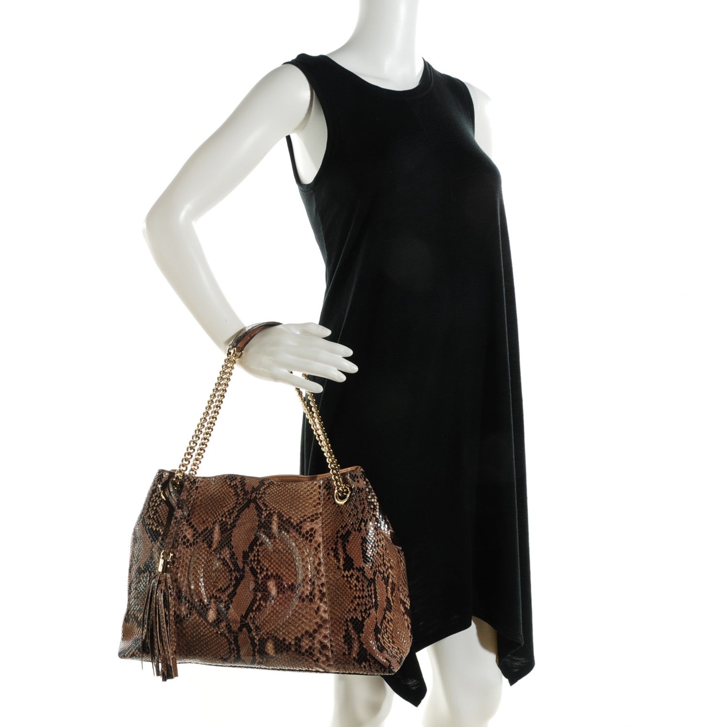 Gucci Python Medium Soho Chain Hobo Beige 2 of 7