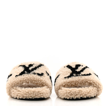 Louis Vuitton Shearling Bom Dia Flate Mules 38 Beige 2 of 9