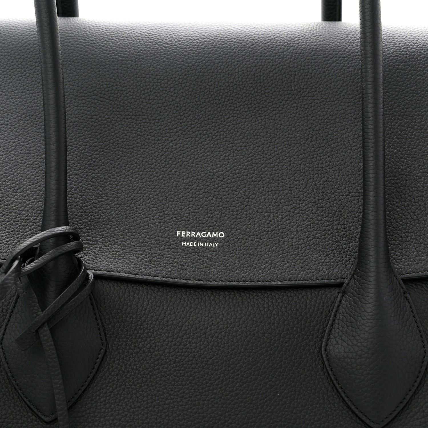 Salvatore Ferragamo Hammered Calfskin XL East West Tote Bag Black 8 of 10