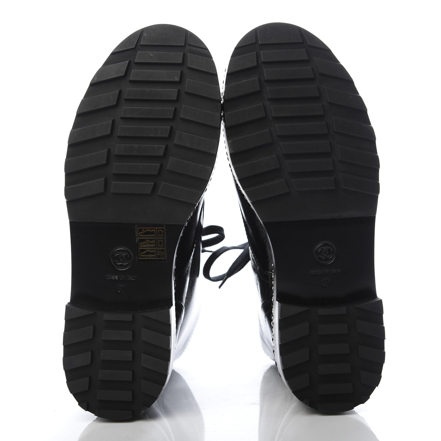 Chanel Crackled Calfskin Velvet Pearl Combat Short Boots 37 Black 5 of 7