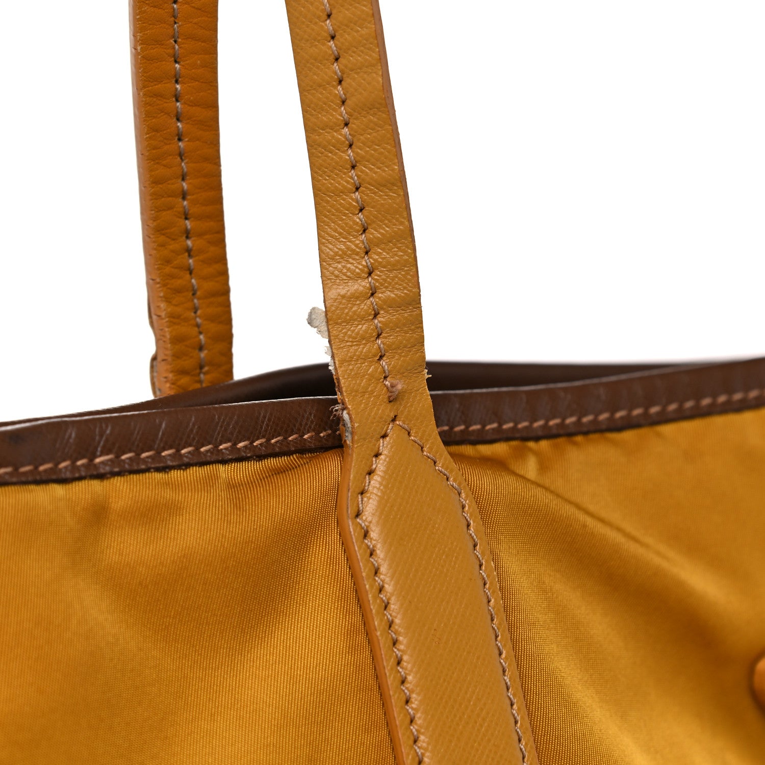 Prada Tessuto Nylon Saffiano Shopping Tote Yellow 15 of 22