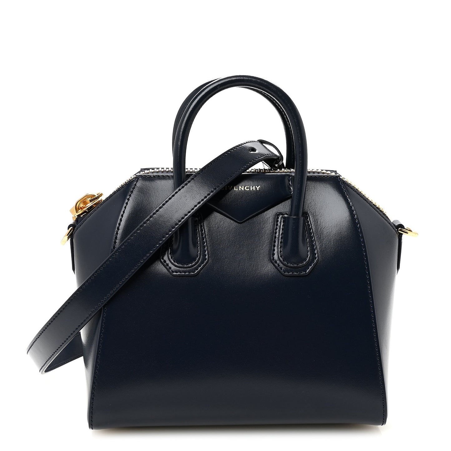 Shiny Lord Calfskin Mini Antigona Navy