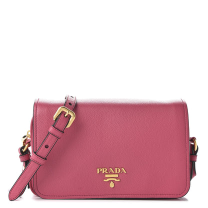 Prada Vitello Daino Flap Crossbody Peonia 1 of 9