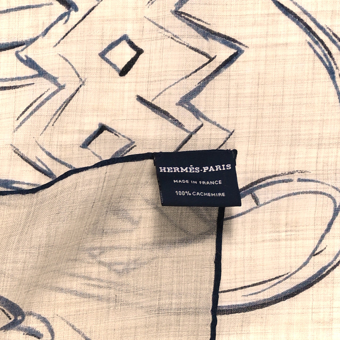 Cashmere Brides et Destin Esquisse Light Scarf 90 Beige Chine Marine Black
