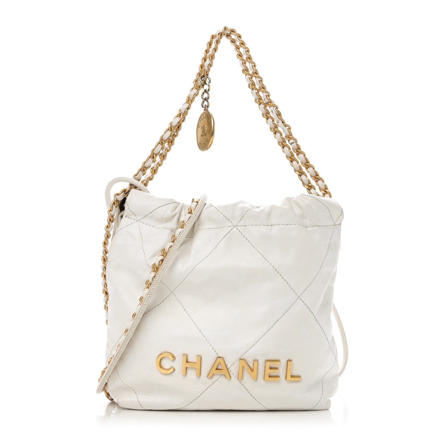 Chanel Shiny Calfskin Quilted Mini Chanel 22 White 1 of 11