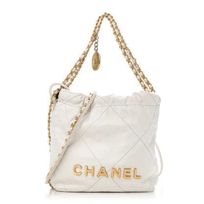 Chanel Shiny Calfskin Quilted Mini Chanel 22 White 1 of 11