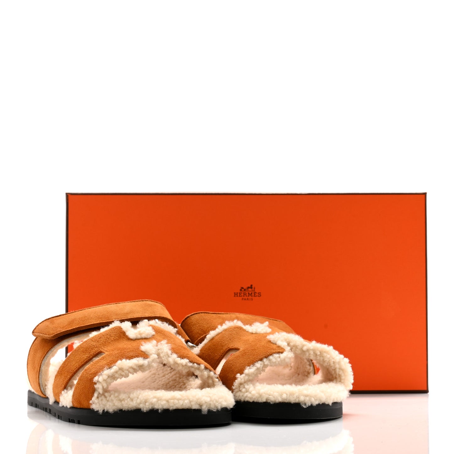 Suede Goatskin Woolskin Womens Chypre Sandals 38 Brun Fume Ecru