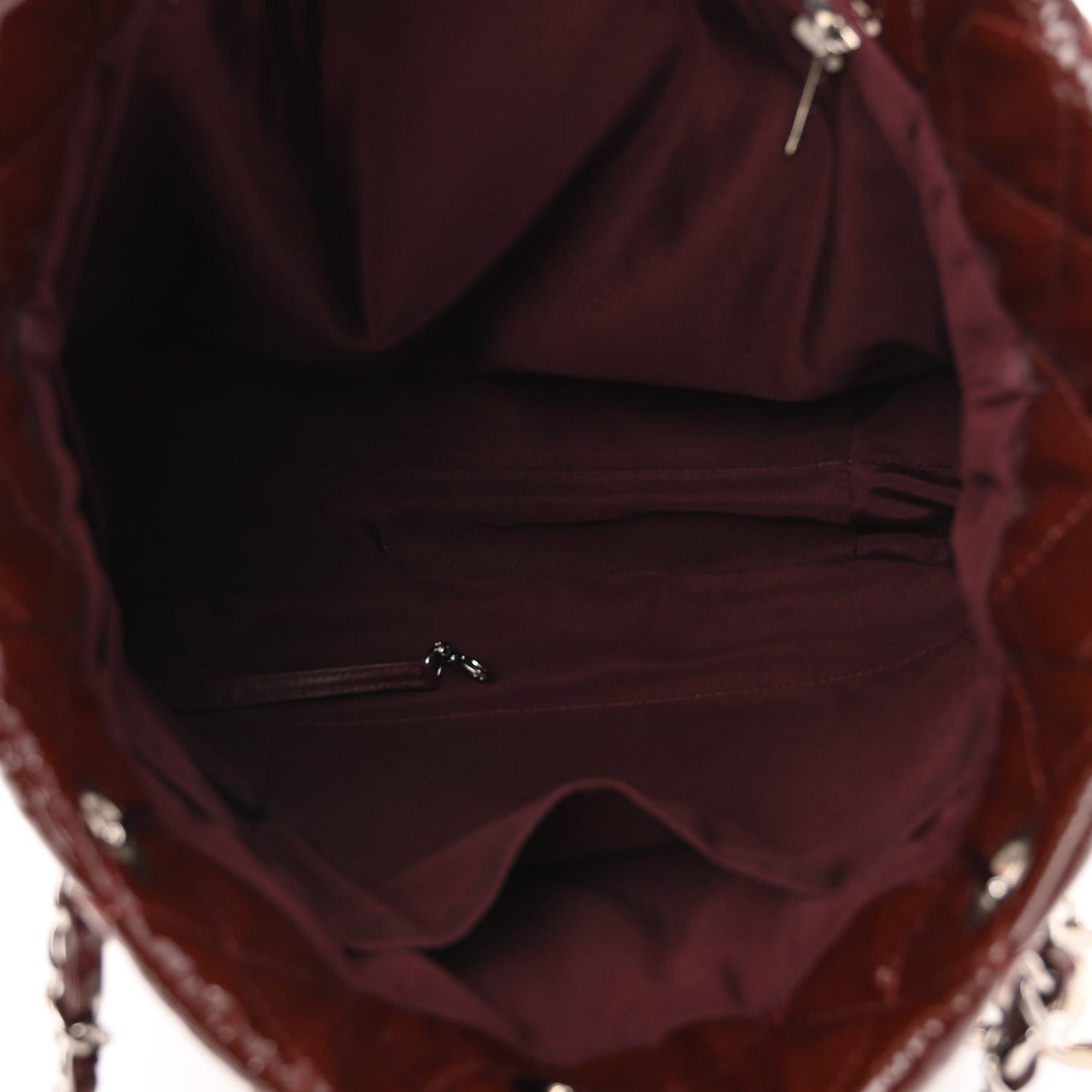 Patent Quilted Large Chic and Glitter Tote Dark Red