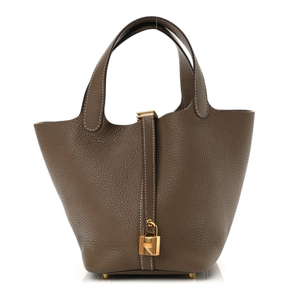 Hermes Taurillon Clemence Picotin Lock 18 PM Etoupe 1 of 10