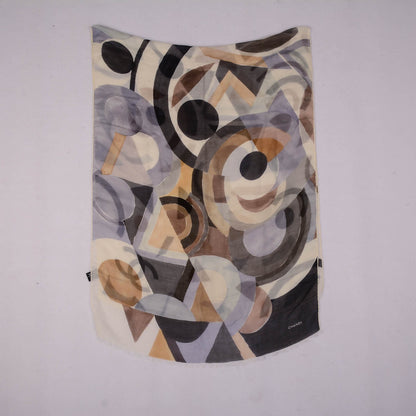 Chanel Modal Cashmere Silk Scarf Black White Brown 3 of 5