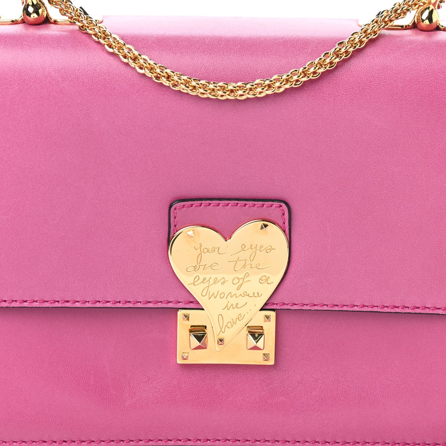 Shiny Nappa L'Amour Rockstud Shoulder Bag Fuxia