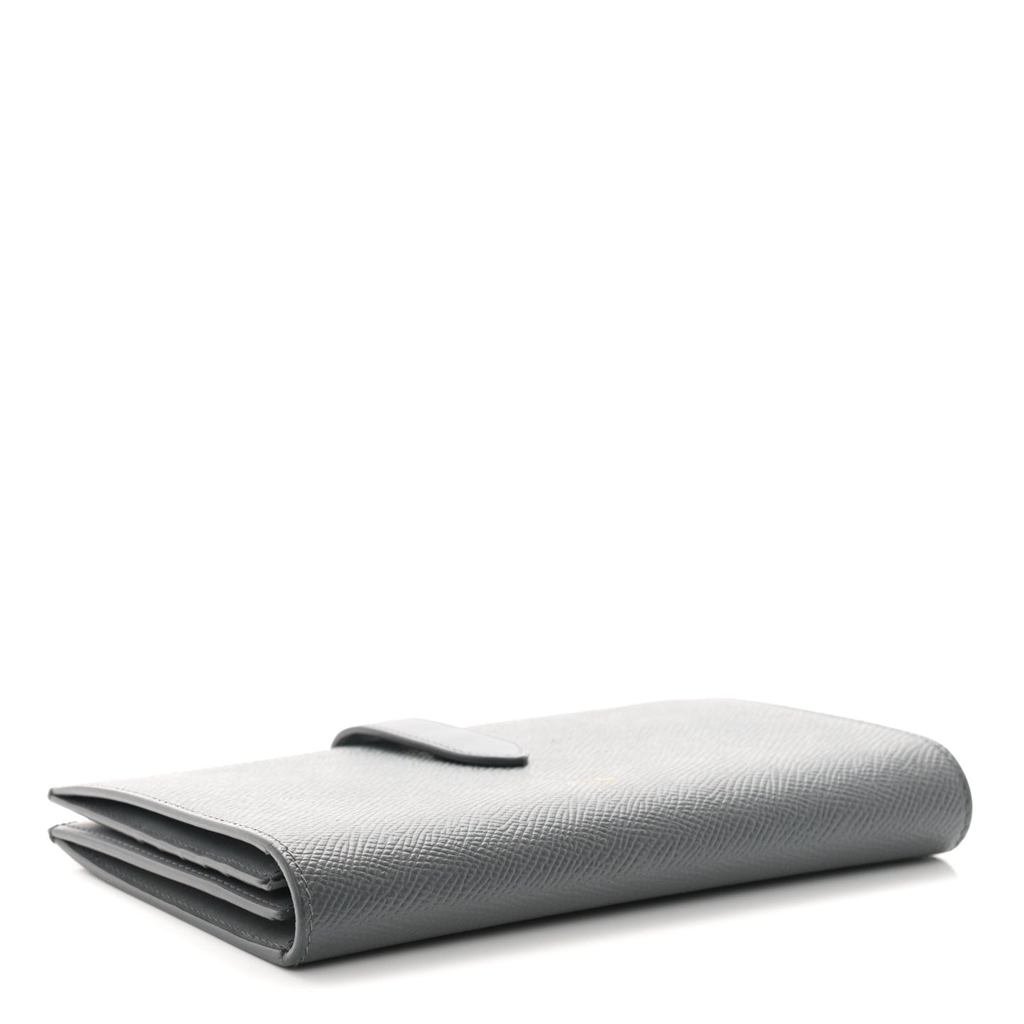 Grained Calfskin Large Multifunction Strap Wallet Grey