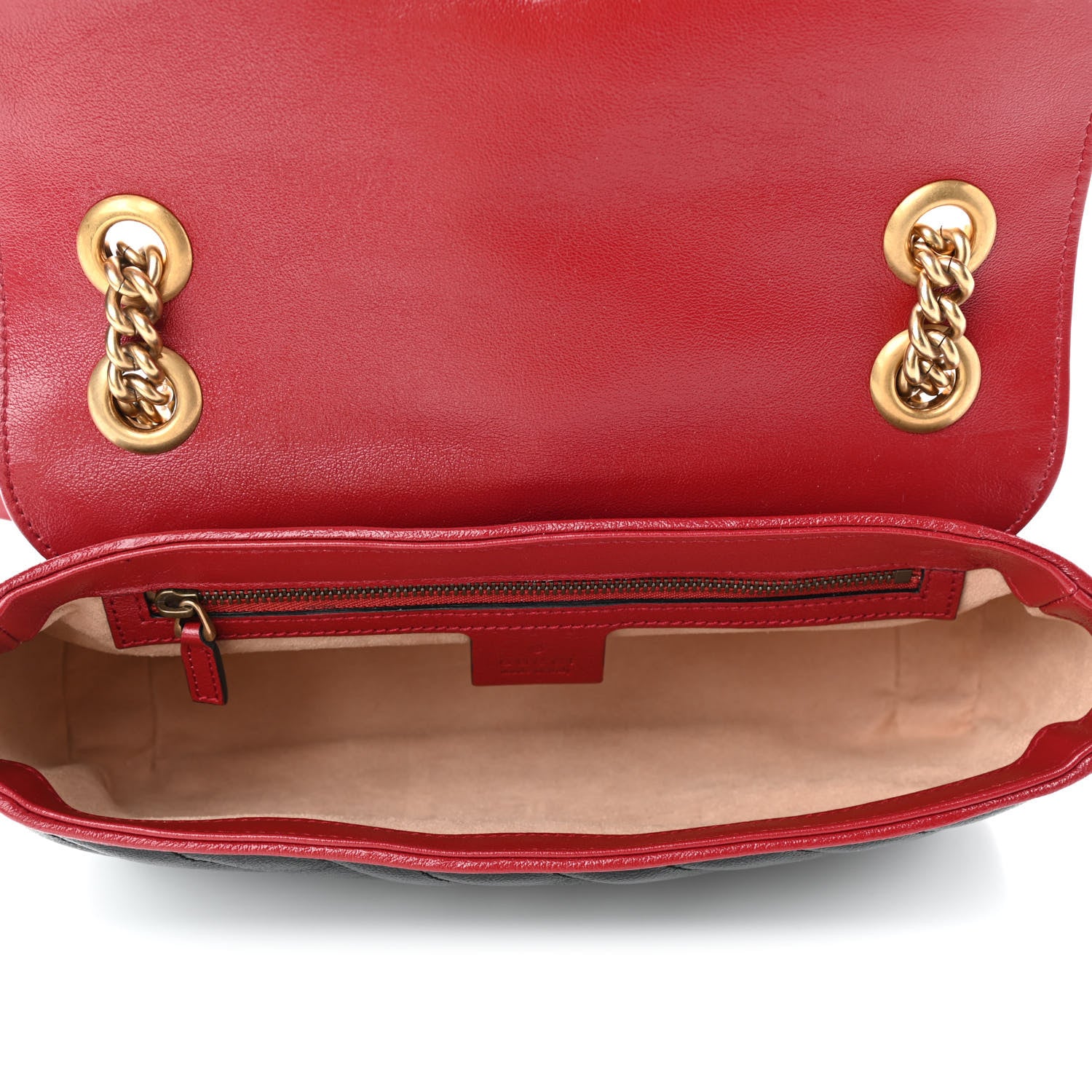Gucci Vintage Effect Calfskin Matelasse Diagonal Small Torchon GG Marmont Shoulder Bag Black Romantic Cherry 4 of 4