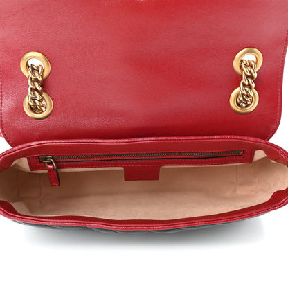 Gucci Vintage Effect Calfskin Matelasse Diagonal Small Torchon GG Marmont Shoulder Bag Black Romantic Cherry 4 of 4