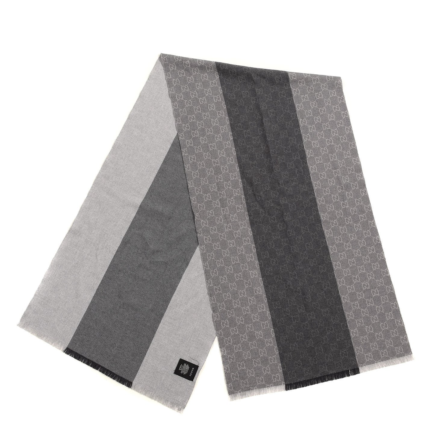 Wool GG Monogram Newov Scarf Lead Light Grey