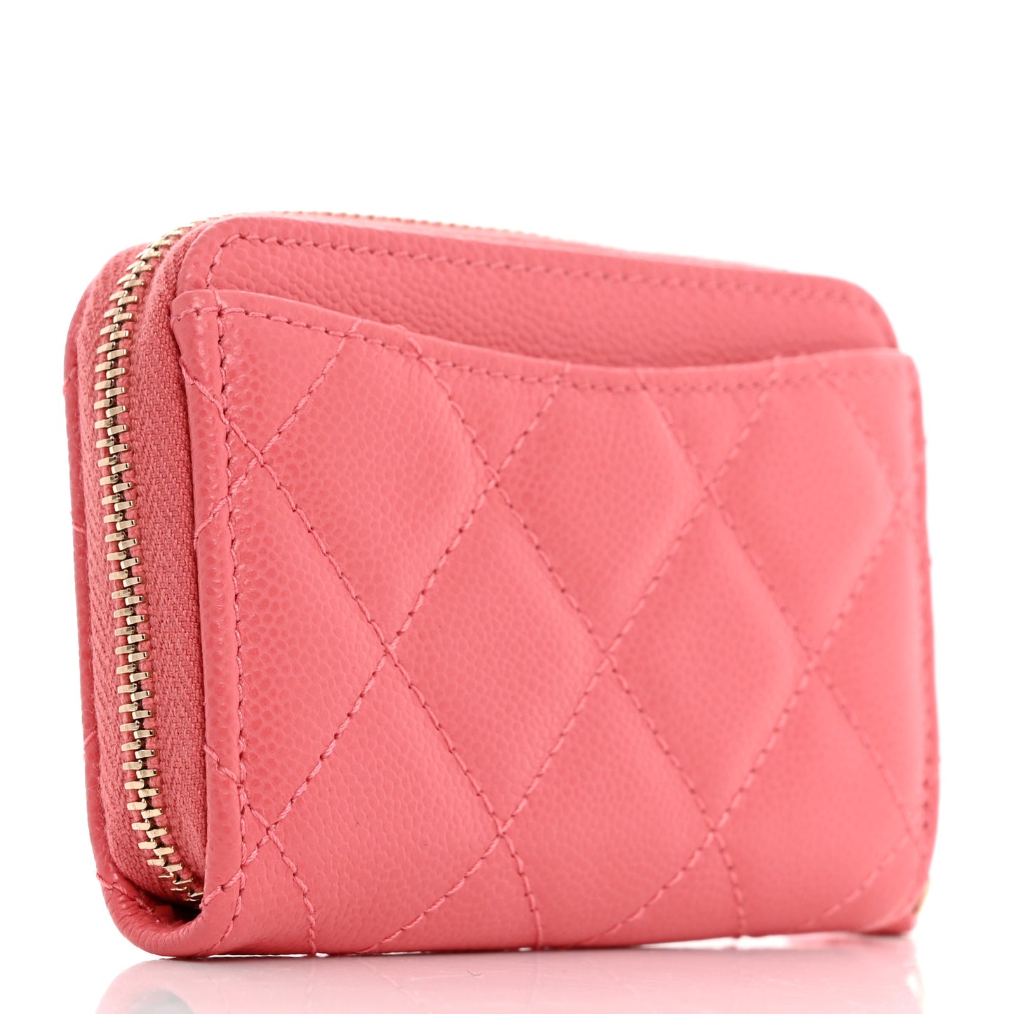 Caviar Quilted Zip Coin Purse Dark Pink