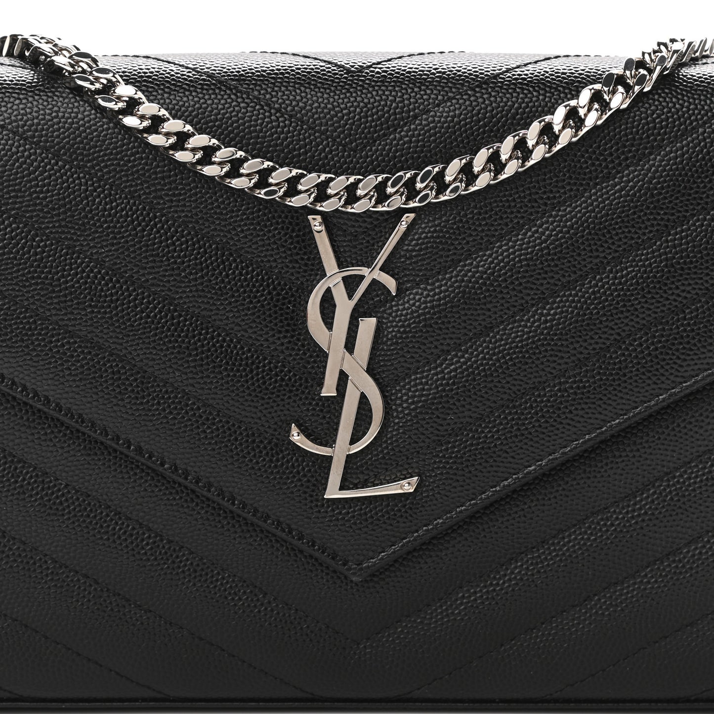 Grain De Poudre Matelasse Chevron Monogram Chain Wallet Black