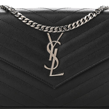 Saint Laurent Grain De Poudre Matelasse Chevron Monogram Chain Wallet Black 7 of 10