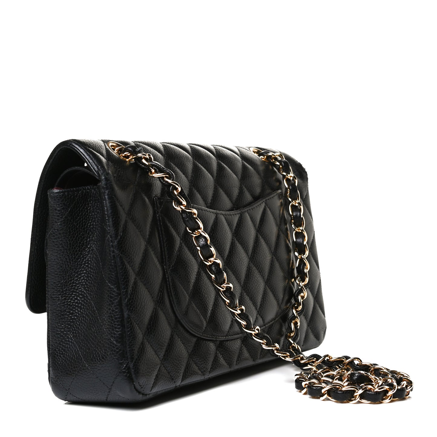 Caviar Quilted Medium Double Flap Black