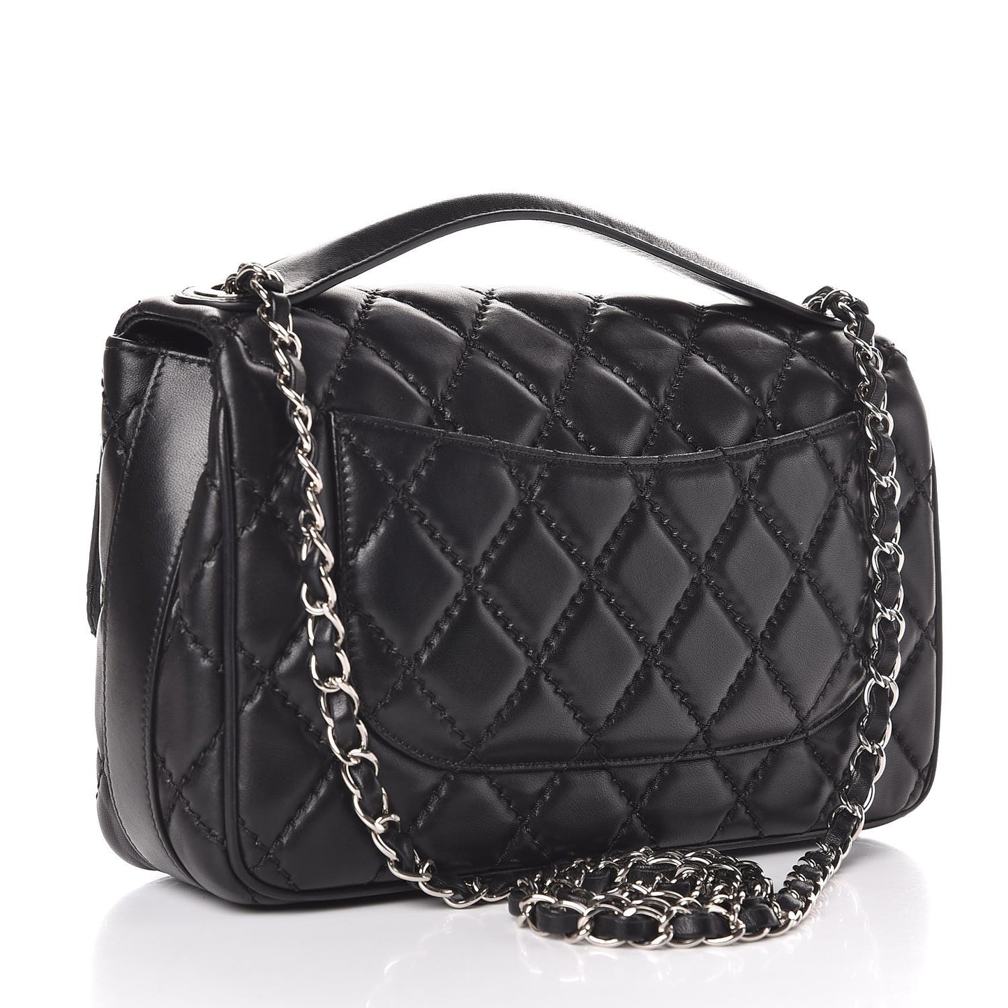 Lambskin Quilted Medium Easy Carry Flap Black