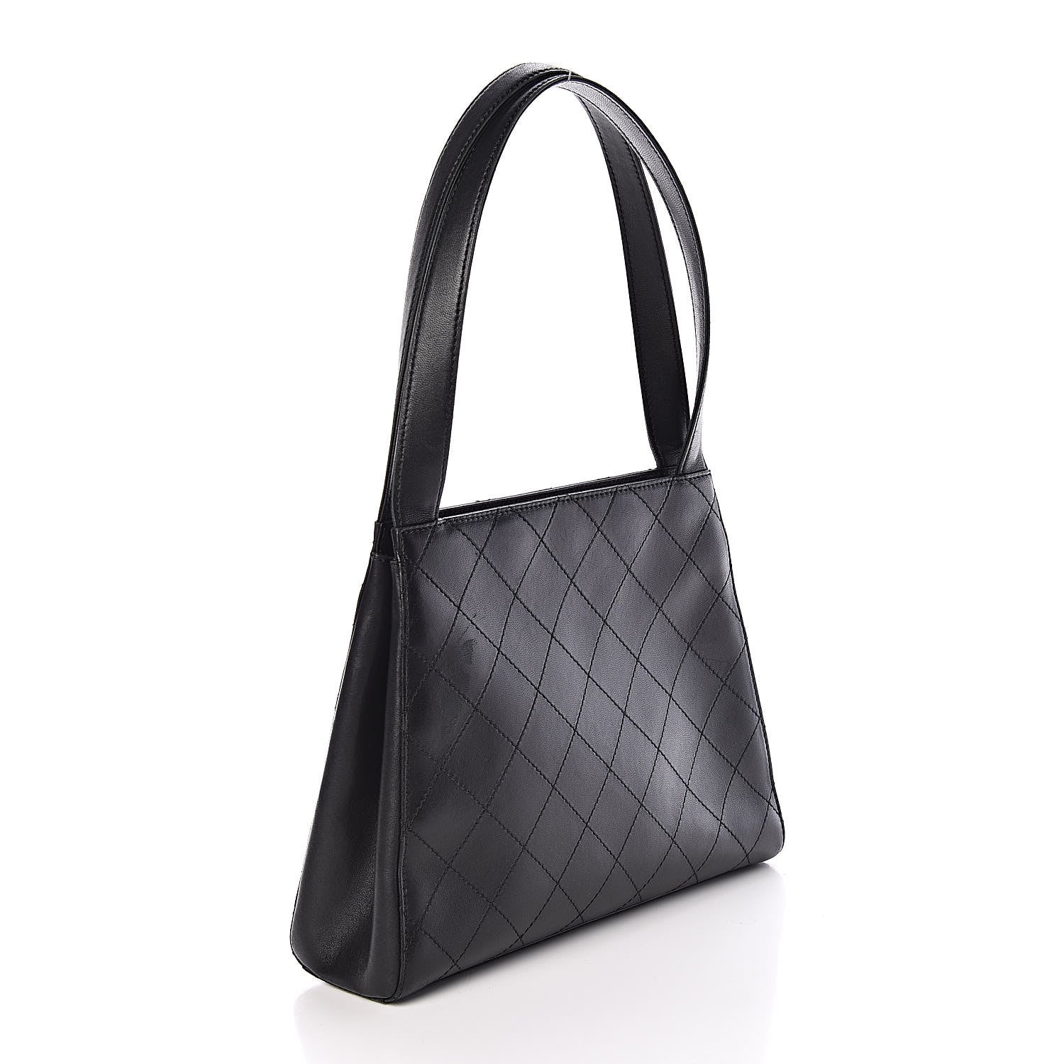 Chanel Lambskin Stitched Shoulder Bag Black 3 of 10