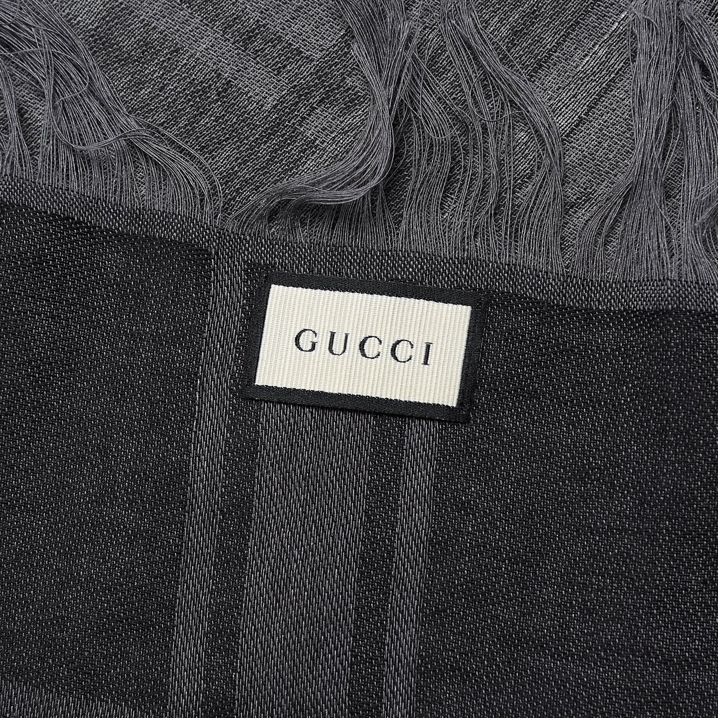 Wool Silk GG Monogram Diamante Plaid Surviee Shawl Graphite Black