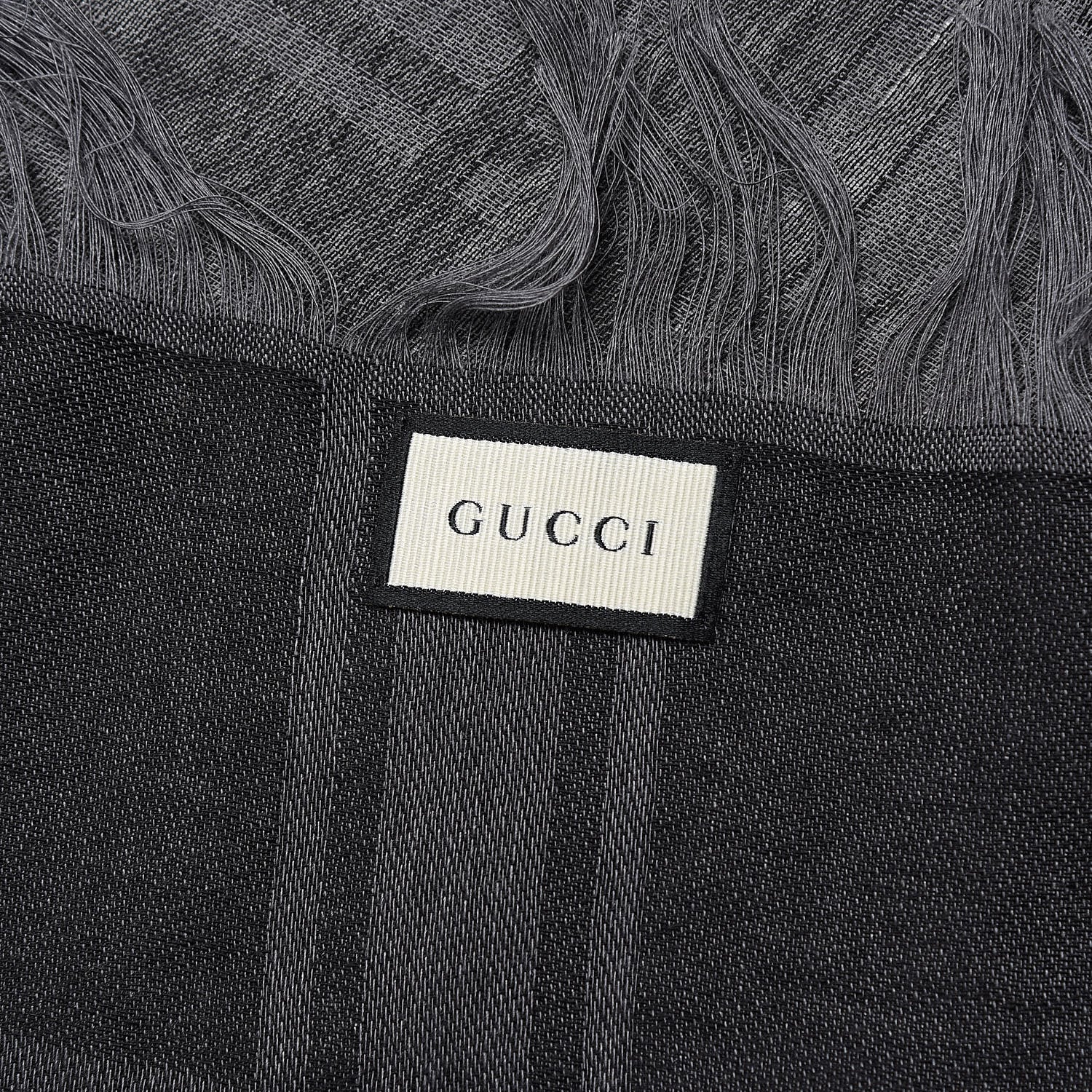 Gucci Wool Silk GG Monogram Diamante Plaid Surviee Shawl Graphite Black 3 of 5