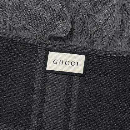Gucci Wool Silk GG Monogram Diamante Plaid Surviee Shawl Graphite Black 3 of 5