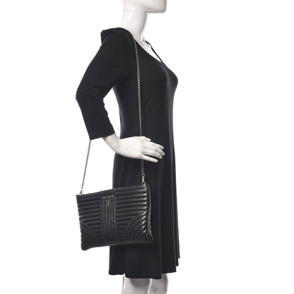 Prada Soft Calfskin Impunture Diagramme Clutch Black 2 of 9