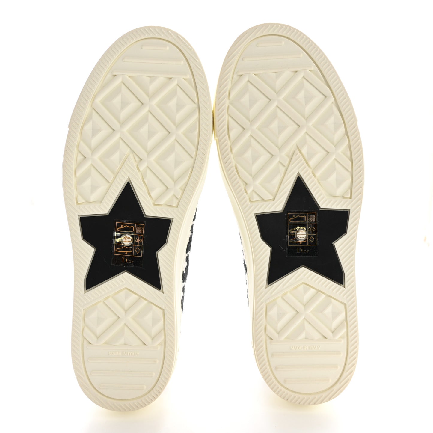 Canvas Macro Houndstooth Embroidered Womens Walk'N'Dior Low Top Sneakers 37.5 White Black