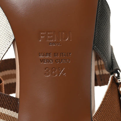 Fendi Technical Mesh FF Colibri 55mm Slingback Pumps 38.5 Tobacco Moro Camelia Beige Caramello 7 of 7