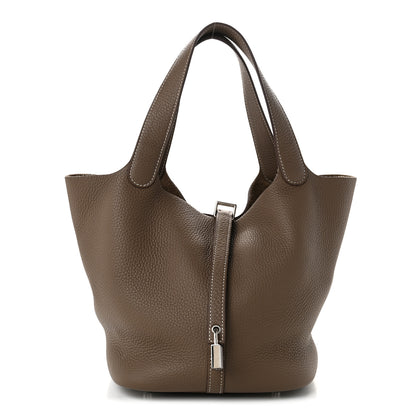 Hermes Taurillon Clemence Picotin Lock 22 MM Etoupe 1 of 11