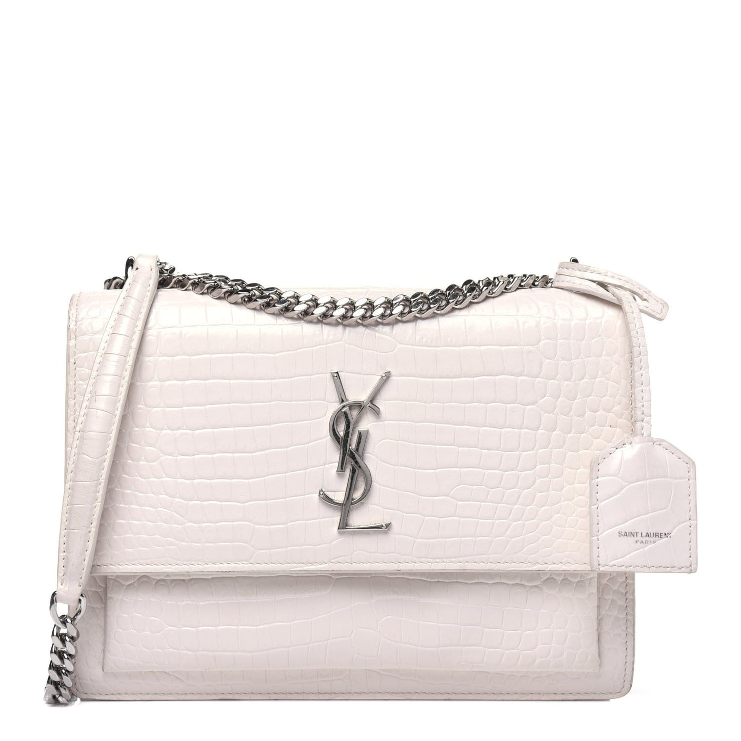 Calfskin Crocodile Embossed Medium Monogram Sunset Blanc Vintage