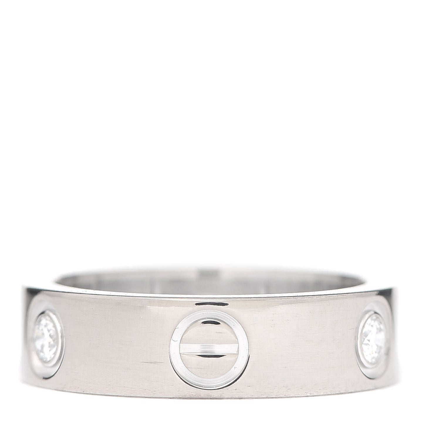 18K White Gold 3 Diamond 5.5mm LOVE Ring 53 6.25