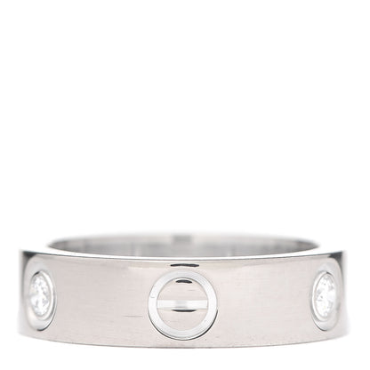 Cartier 18K White Gold 3 Diamond 5.5mm LOVE Ring 53 6.25 3 of 5