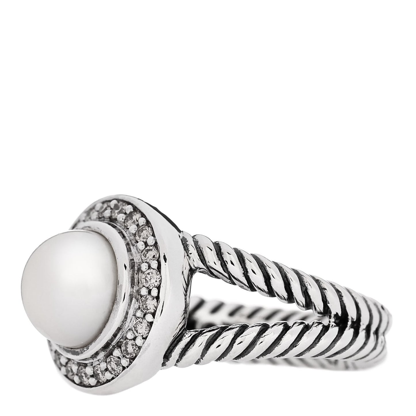 Sterling Silver Diamond Pearl 8mm Petite Cerise Ring 49 5