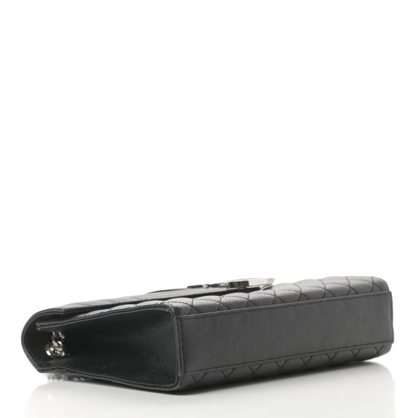 Grain De Poudre Textured Mixed Matelasse Triquilt Medium Monogram Satchel Black