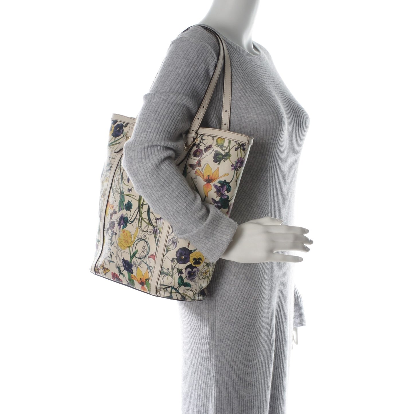 Calfskin Flora Infinity Medium Nice Tote Off White