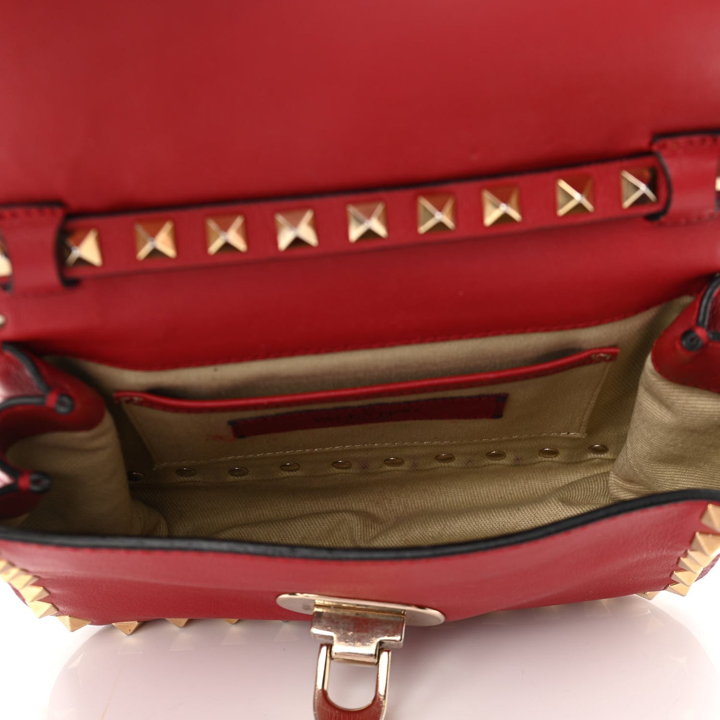 Vitello Mini Rockstud Flap Saddle Crossbody Bag Rosso Valentino