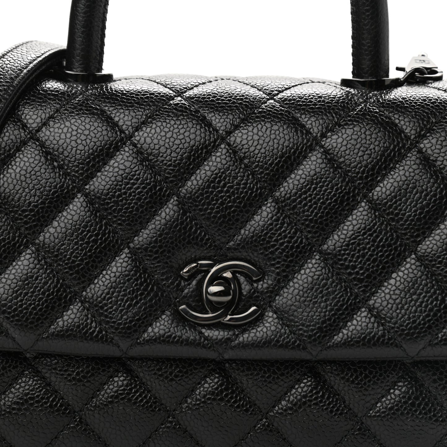 Caviar Quilted Mini Coco Handle Flap So Black