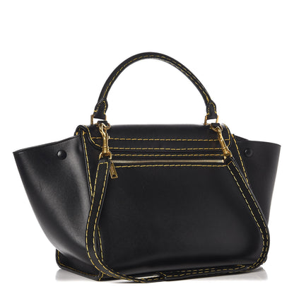 Celine Smooth Calfskin Yellow Stitching Medium Trapeze Black 4 of 10