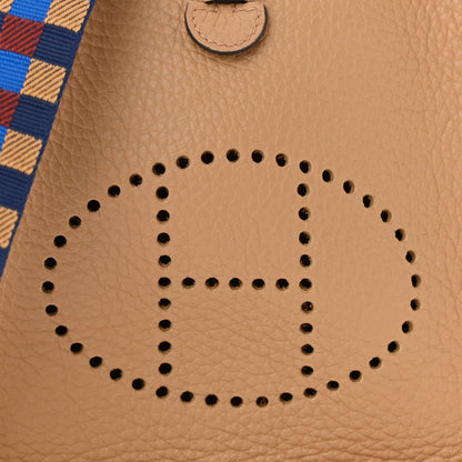 Hermes Taurillon Clemence Maxi Quadrille Evelyne TPM Chai Bleu Rouge H Bleu Saphir 8 of 11