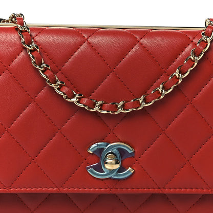 Chanel Lambskin Quilted Trendy CC Wallet On Chain WOC Red 10 of 12