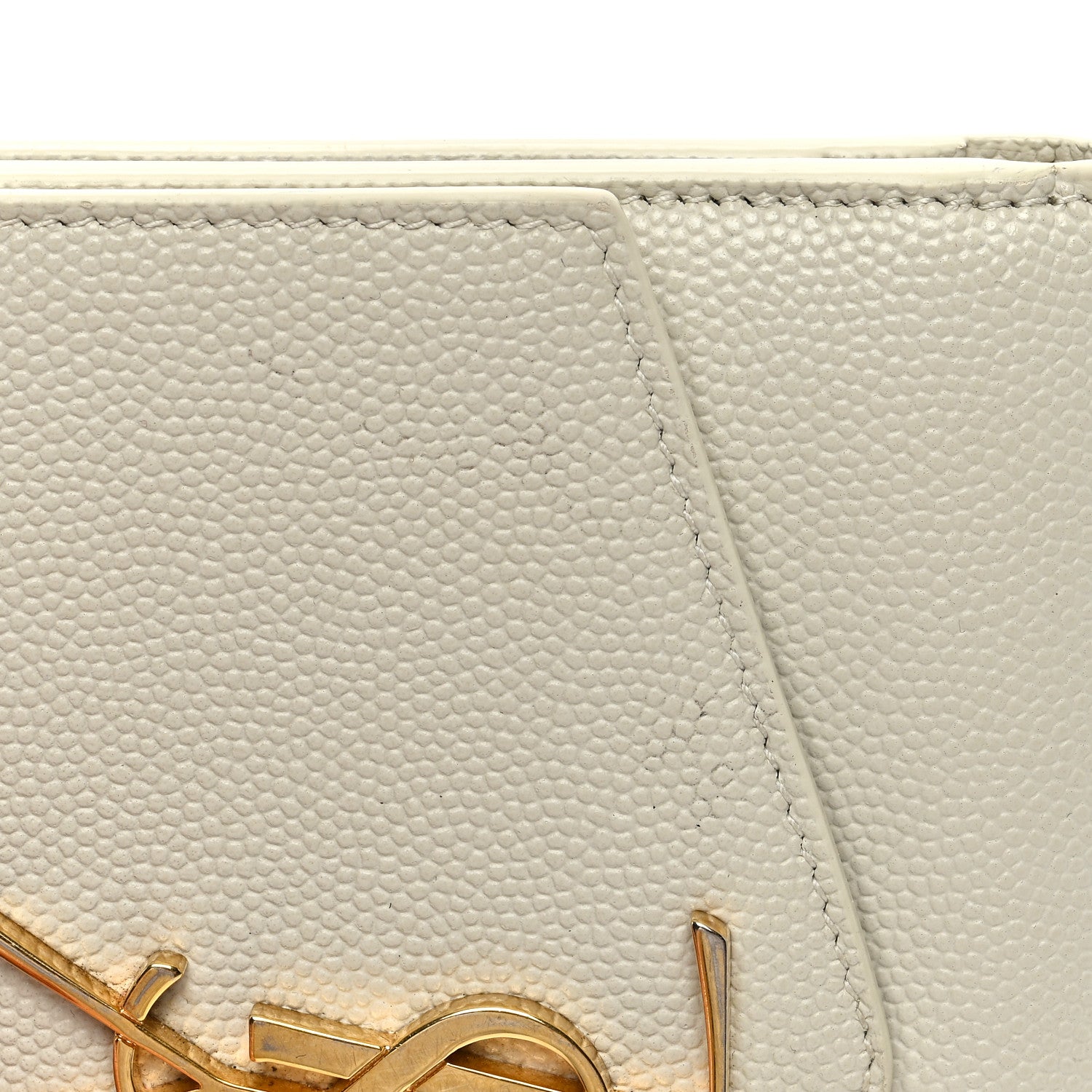 Saint Laurent Grain De Poudre Monogram Uptown Compact Wallet Blanc Vintage 7 of 7