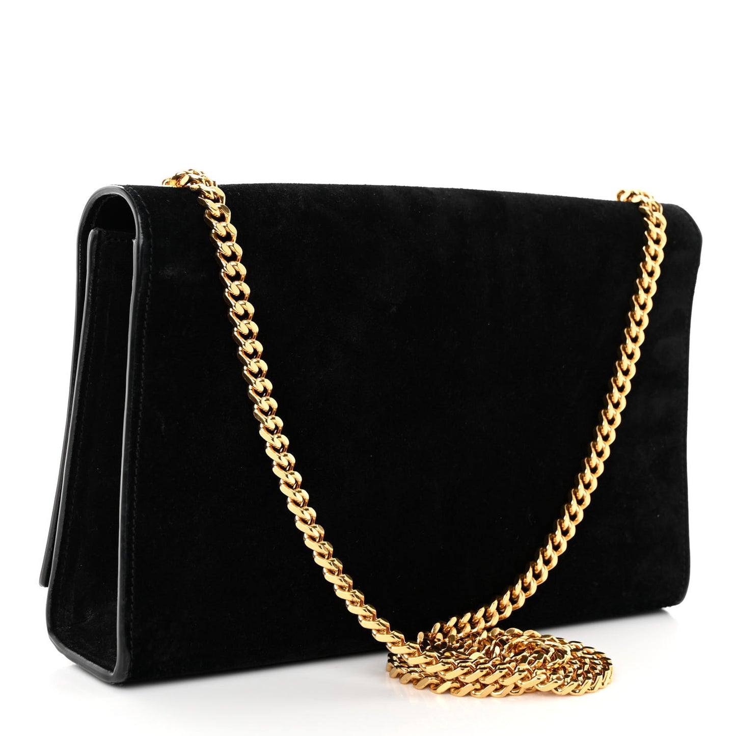 Suede Medium Classic Monogram Kate Tassel Satchel Black