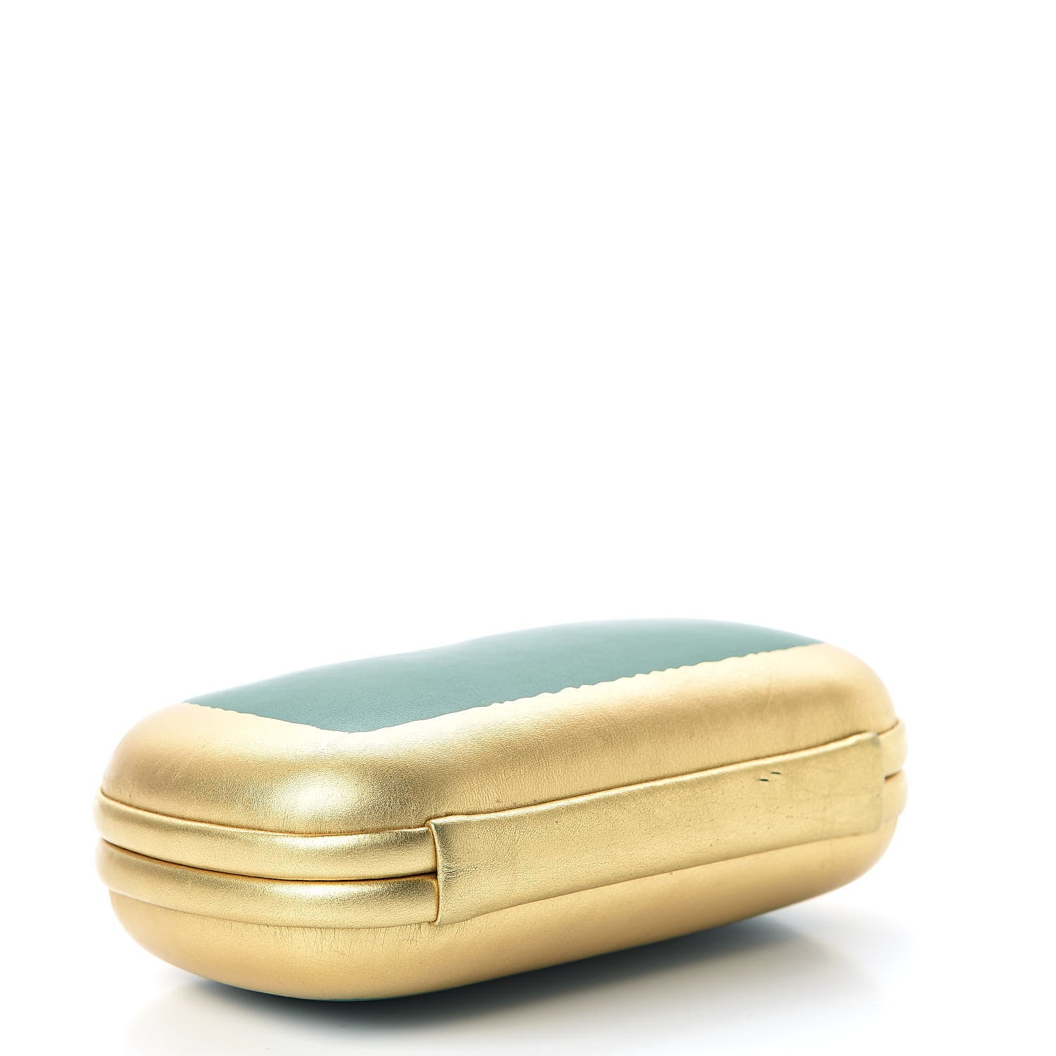 Bottega Veneta Gilded Waxed Leather Knot Clutch Gold Green 4 of 13