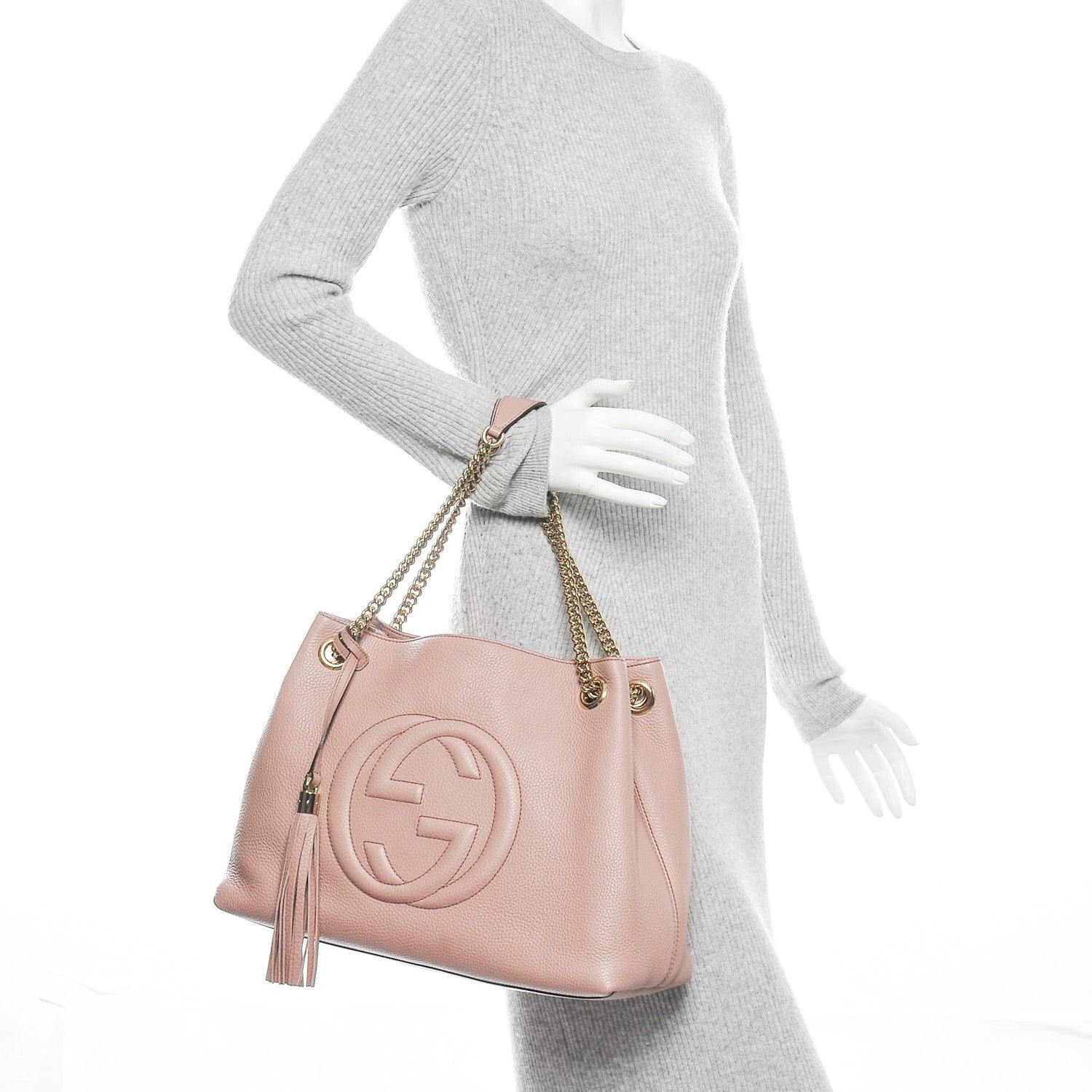 Gucci Pebbled Calfskin Medium Soho Chain Shoulder Bag Dark Cipria 2 of 7